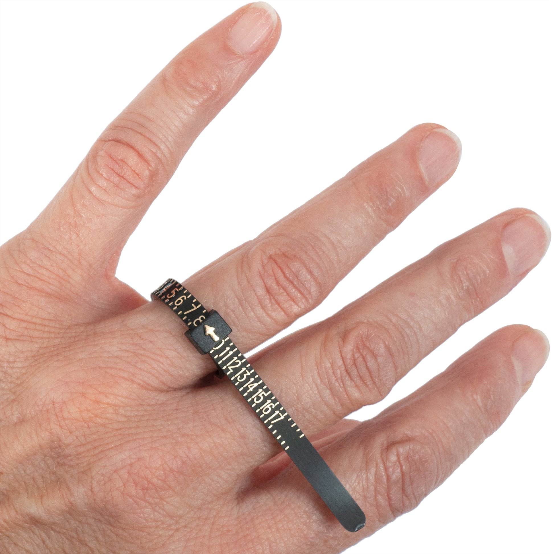 Ring Sizing Tool shown in use on a finger