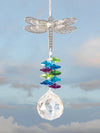 Dragonfly design suncatcher, DIY kit with crystal beads and silvery finish metal parts.