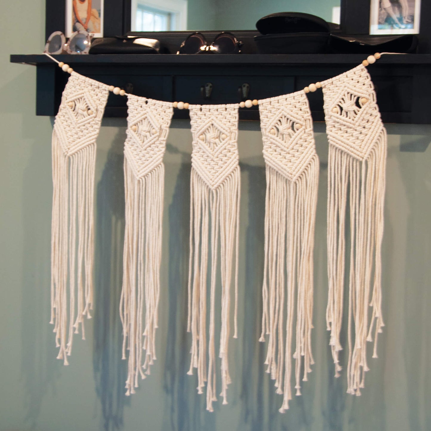 Solid Oak DIY macrame kit: Beaded Banner lifestyle image
