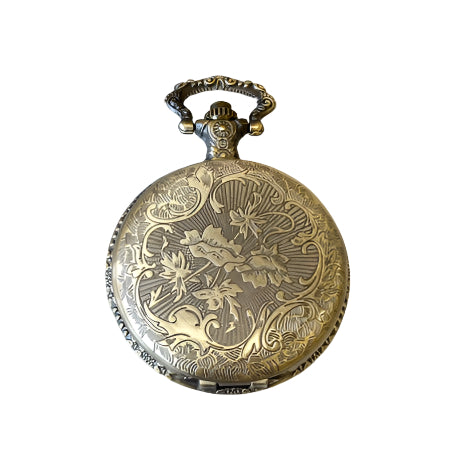 Watch Case Pendant with Black Glass - Gold