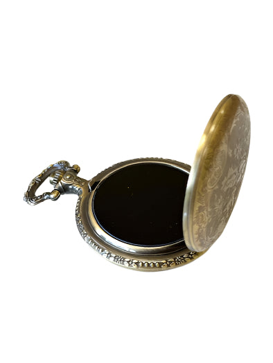 Watch Case Pendant with Black Glass - Gold