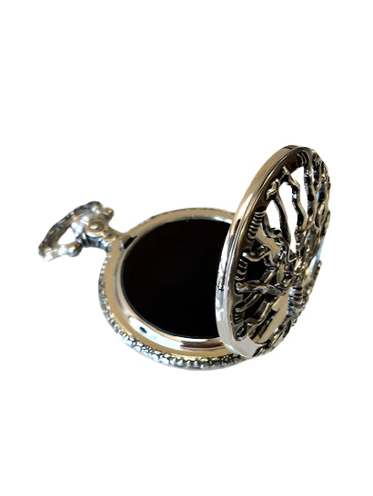 Watch Case Pendant with Black Glass - Tree of Life