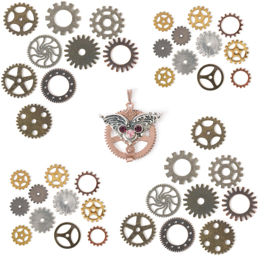 Steampunk gears value bundle and winged gear pendant