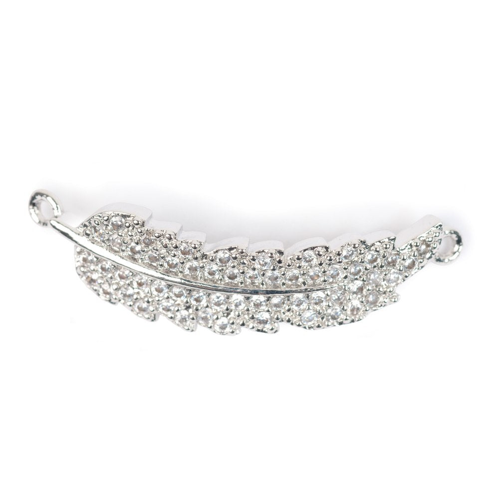 Estrellaª Charm with CZ - Feather - Crystal / Silver