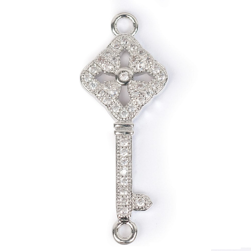 Estrellaª Charm with CZ - Key - Crystal / Silver