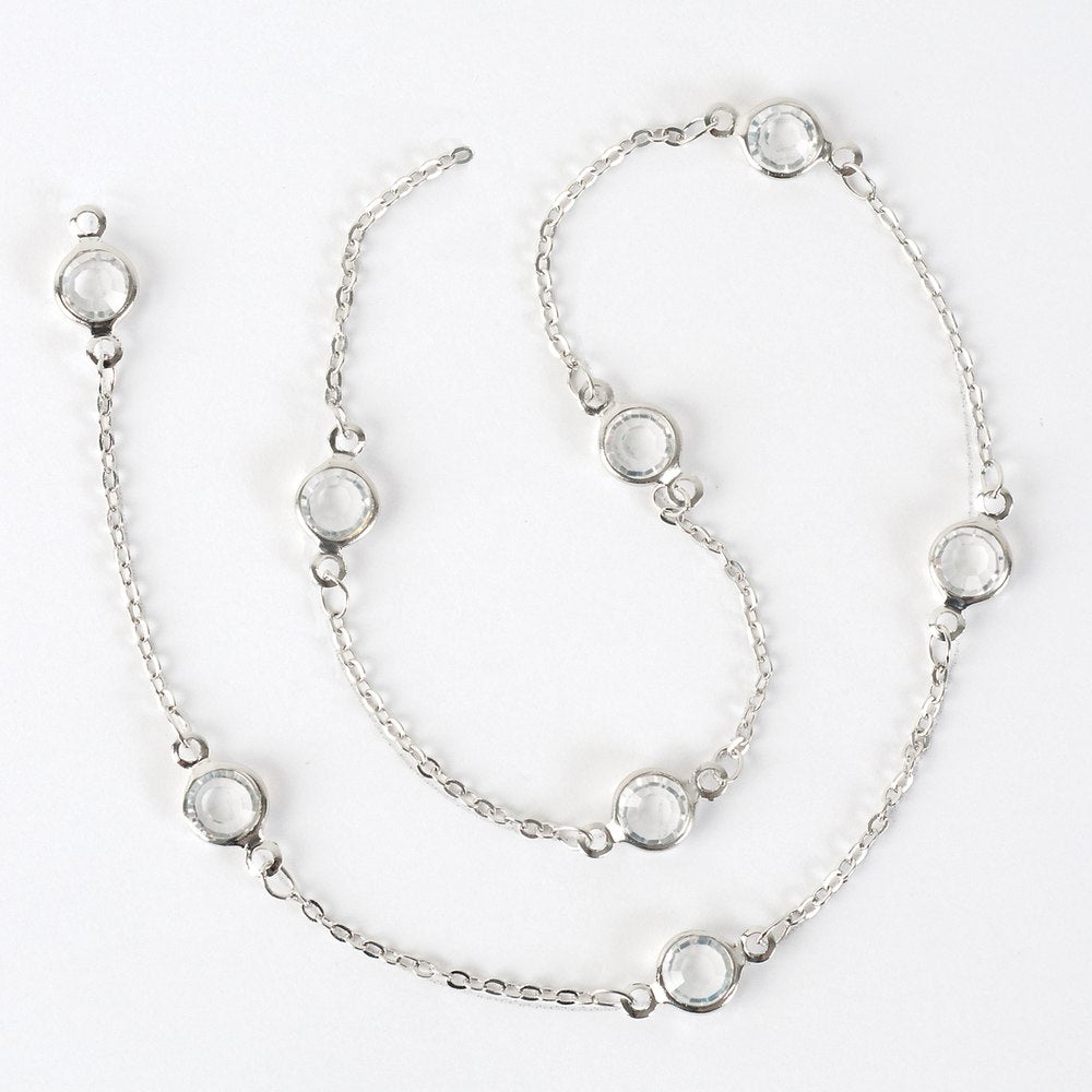 Estrellaª Linked Crystals Chain - medium, wide-spaced, crystal/silver