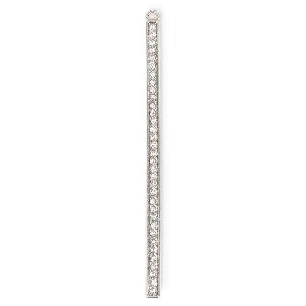 Estrellaª Premium Jewelry Pendant - long straight bar, crystal / silver