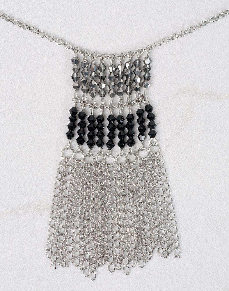 Estrellaª Premium Jewelry Pendant - flat tassel, black / hematite / silver