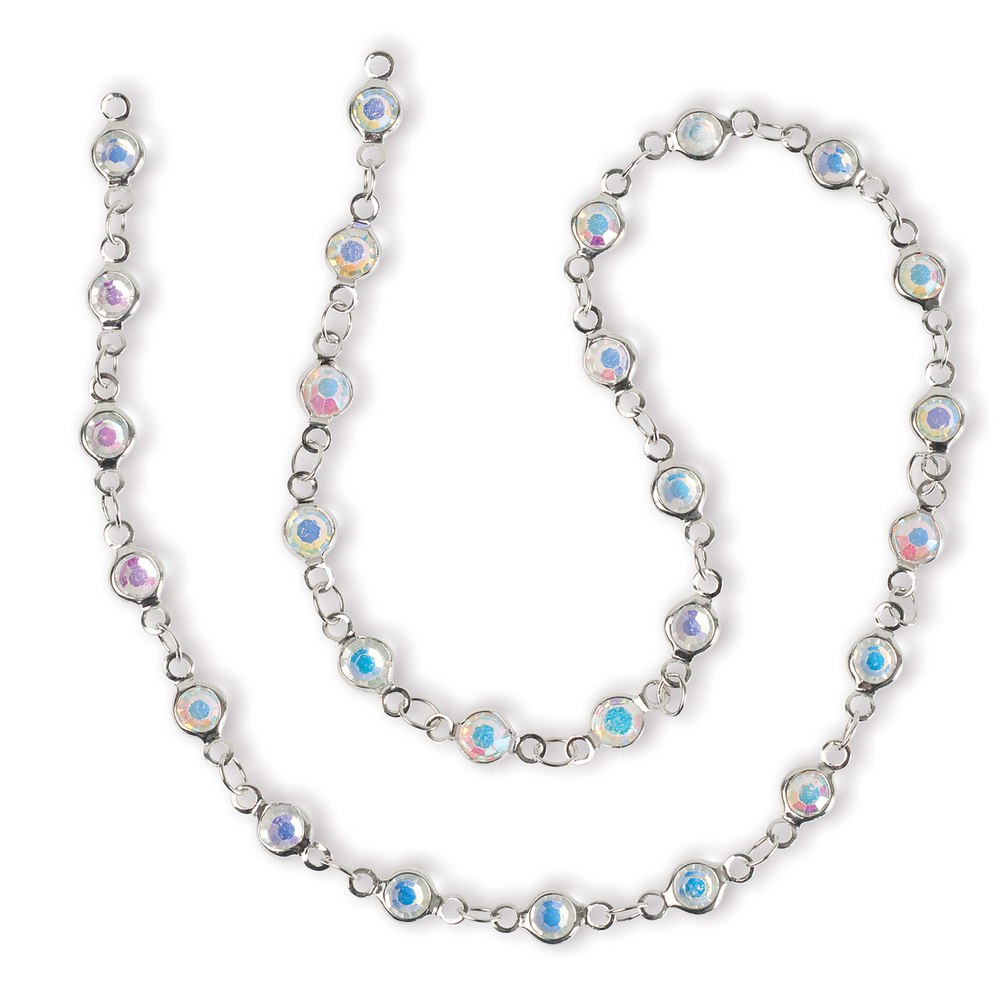 Estrellaª Linked Crystals Chain - small, crystal aurora/silver