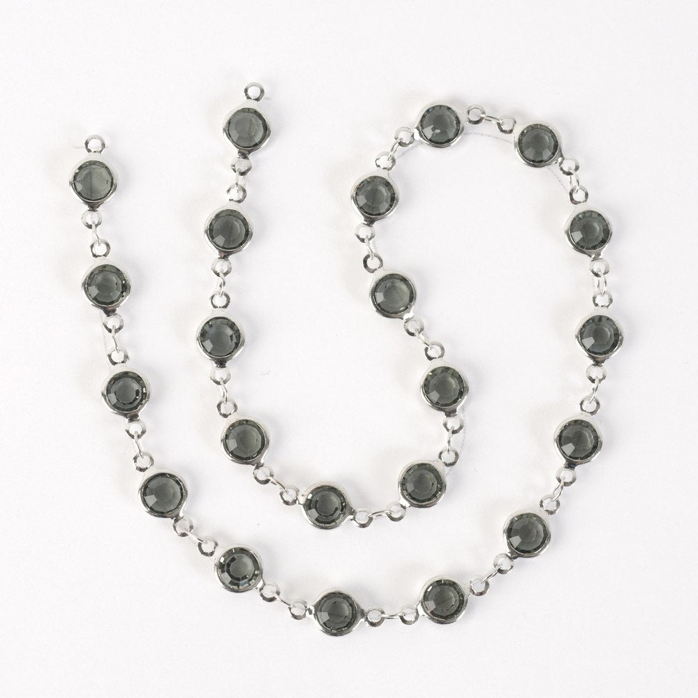 Estrellaª Linked Crystals Chain - medium, smoke/silver