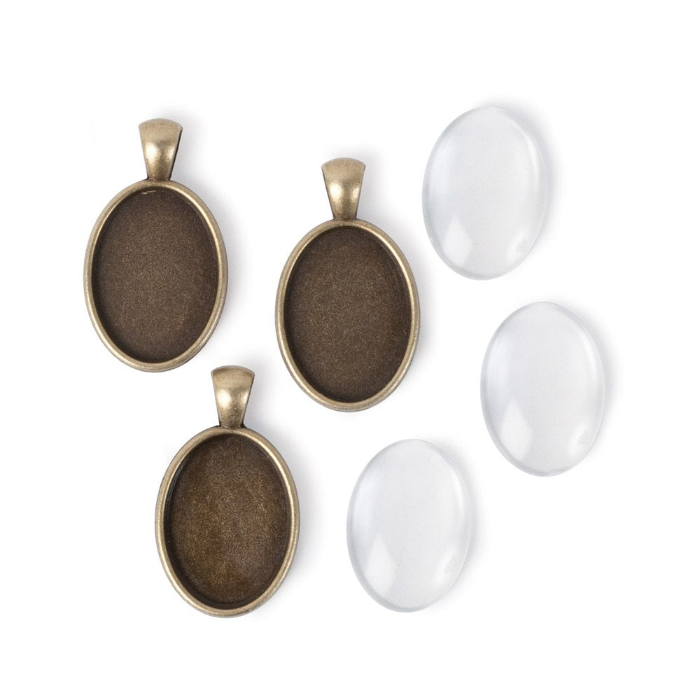 25x18mm Oval - Antiqued Imitation Gold