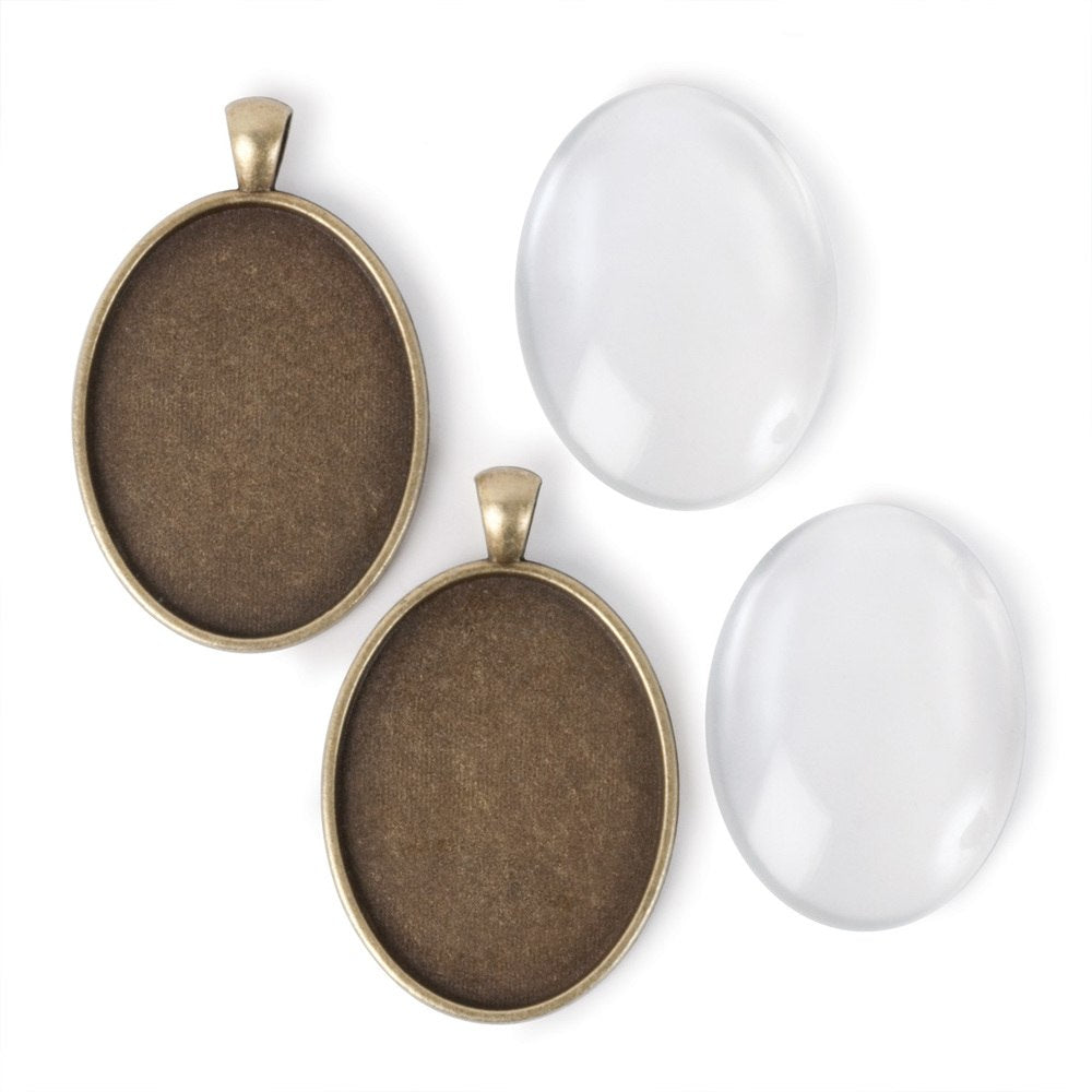 40x30mm Oval - Antiqued Imitation Gold