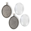 40x30mm Oval - Antiqued Imitation Silver