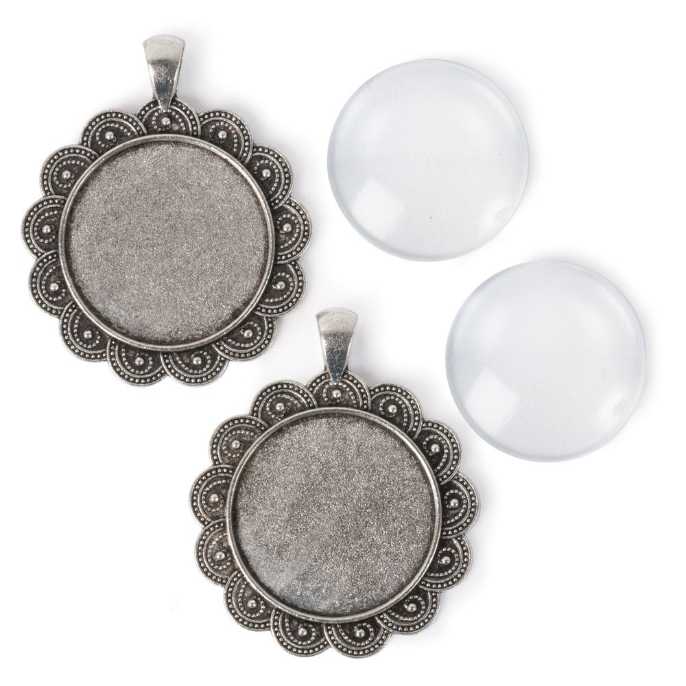 30mm Round - Antiqued Imitation Silver