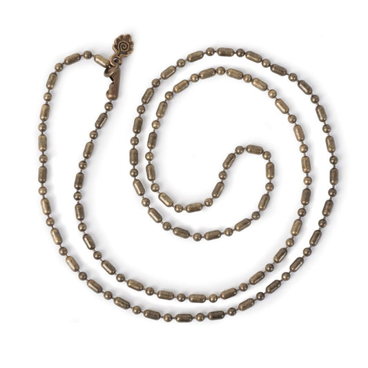 Fancy Ball Chain 24" Necklace - Antiqued Imitation Gold