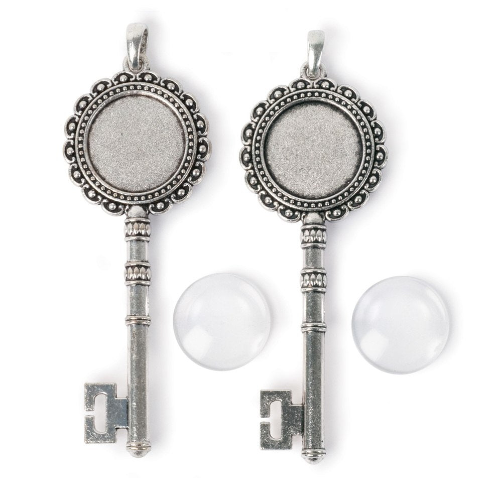 20mm Key - Antiqued Imitation Silver
