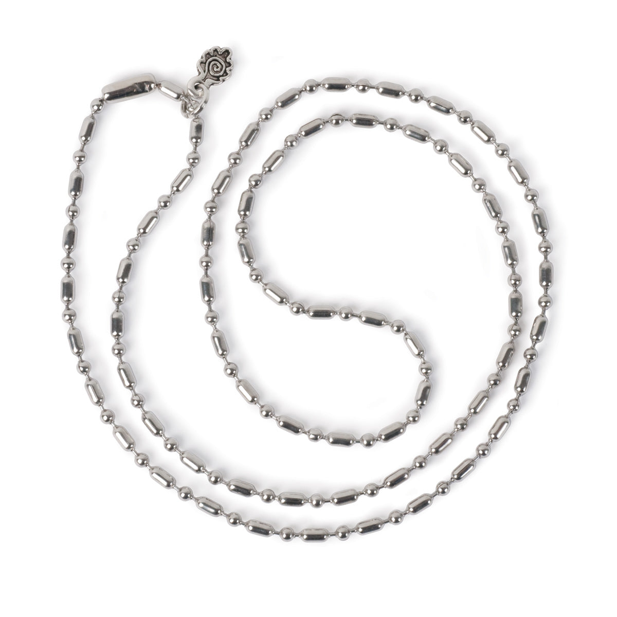 Fancy Ball Chain 24" Necklace - Antiqued Imitation Silver