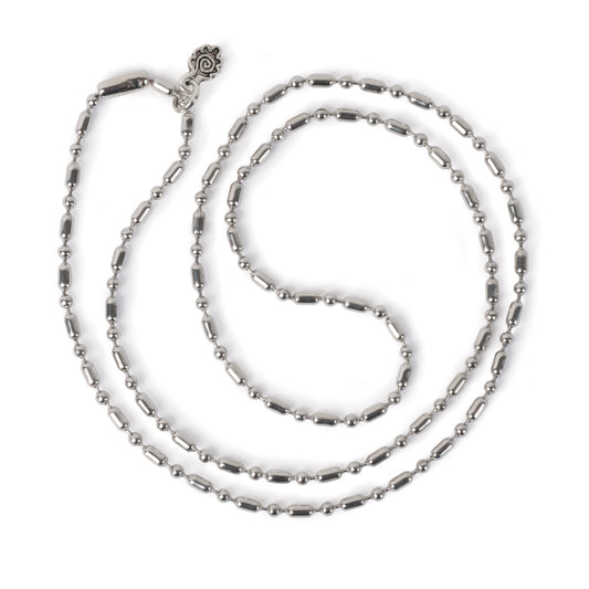Fancy Ball Chain 24" Necklace - Antiqued Imitation Silver