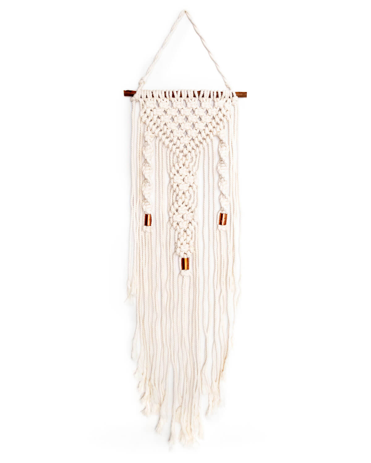 Solid Oak macrame kit "Double Twist" design, shown on white backgrond