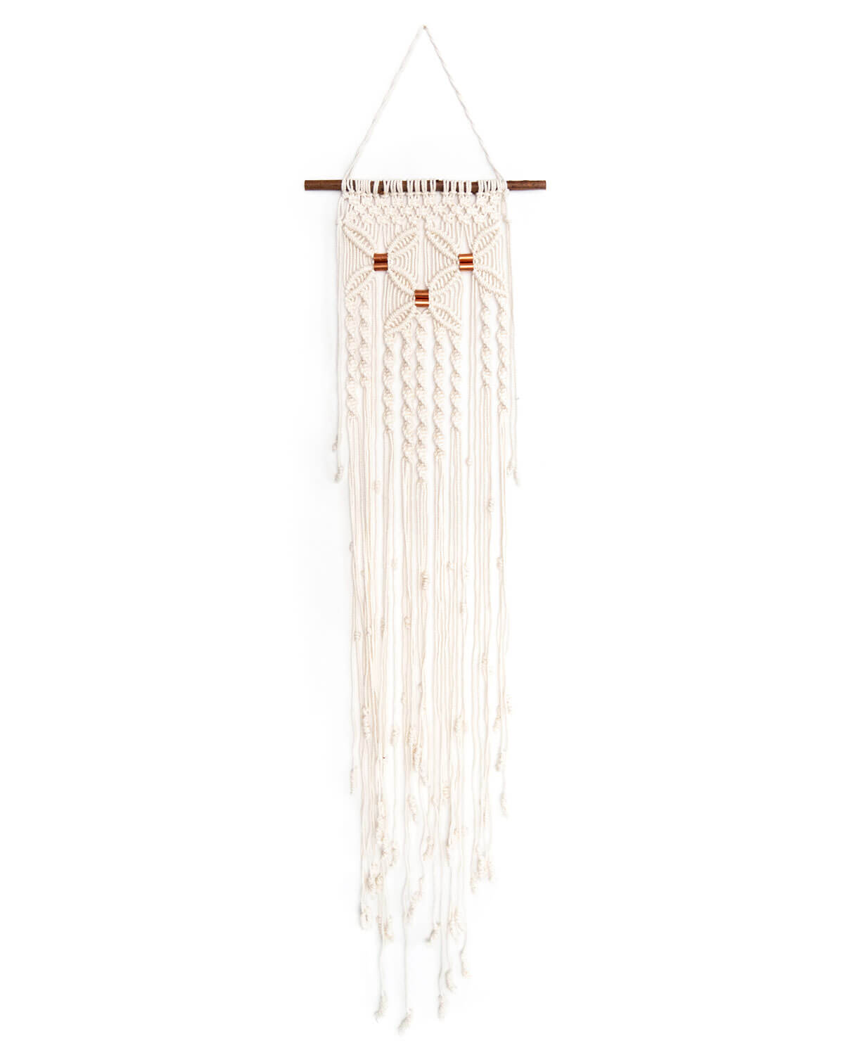 Solid Oak DIY macrame wall hanging kit - Flowers design shown on white background