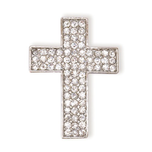 Shambala rhinestone charm - thick cross - silver/crystal