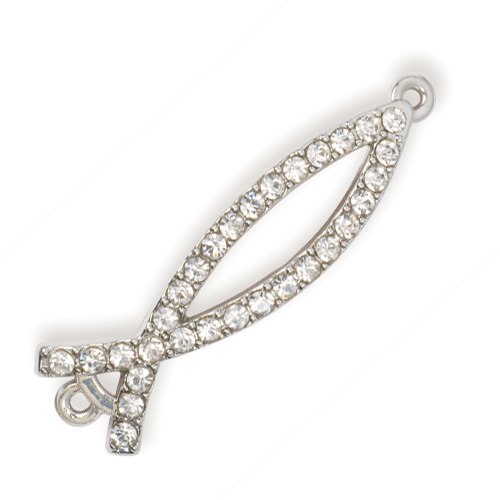 Shambala rhinestone charm - fish symbol (Ichthys)