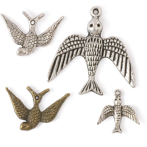 Steampunk Bird Charms - Set of Four