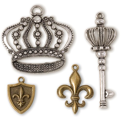 Steampunk Crown and Fleur de Lis Charms