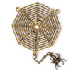 Large Spider Web w/ Spider attached by jewely chain, imitation antiqued gold finish.