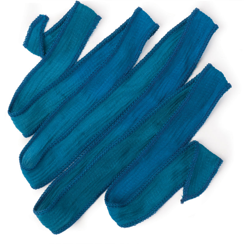 Peacock Blue silk ribbon