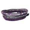 "Regal Purple" ladder-style wrap bracelet from SOlid Oak jewelry kit, featuring amethyst, hematite, and metallic ourple crystal beads, genuine leather cord. DIY with easy instructions!