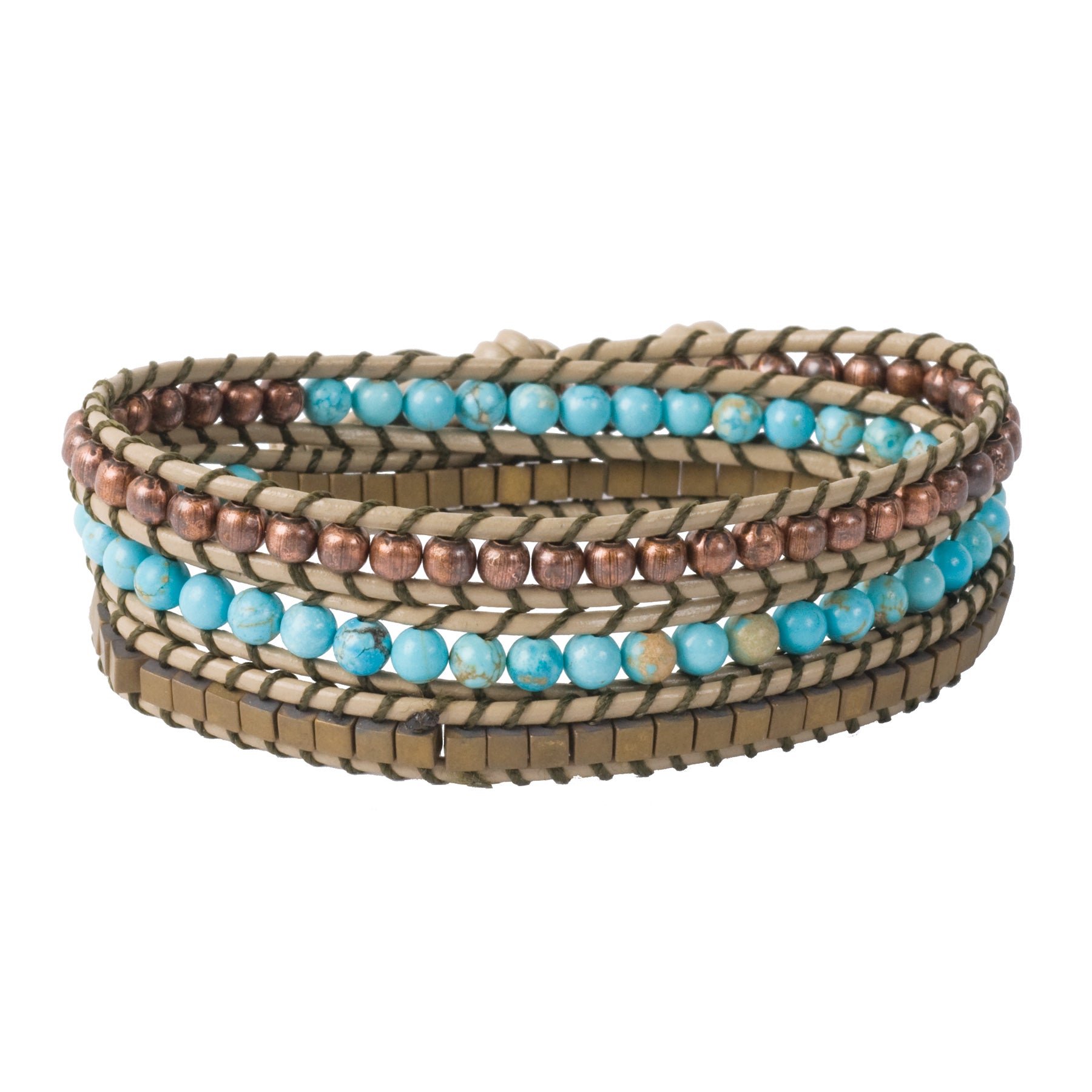 Solid Oak: Beaded Wrap Bracelet Kit Turquoise - Main Image