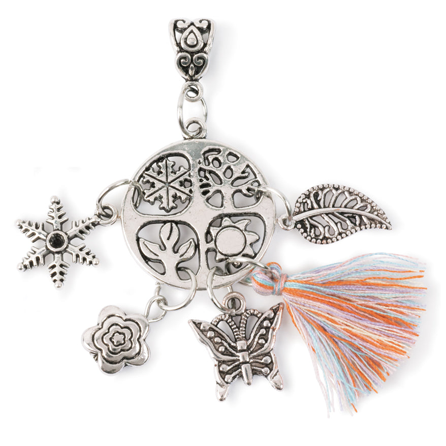 Four Seasons dangle charm silvertone with antiquing