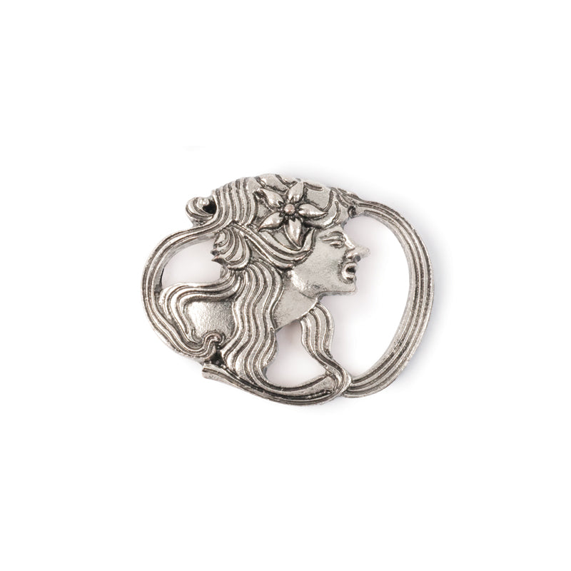 Solid Oak's Art Deco Lady profile design silver tone metal charm
