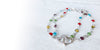 DIY bracelet with linked crystals in multi colors,and CZ double heart charm