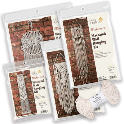 Great value - four macrame DIY kits plus a skein of extra cord. Priced at 30% off regular, and shipping is free! Double Twist, Flowers, Dragonfly, Chevrons are the four kits.