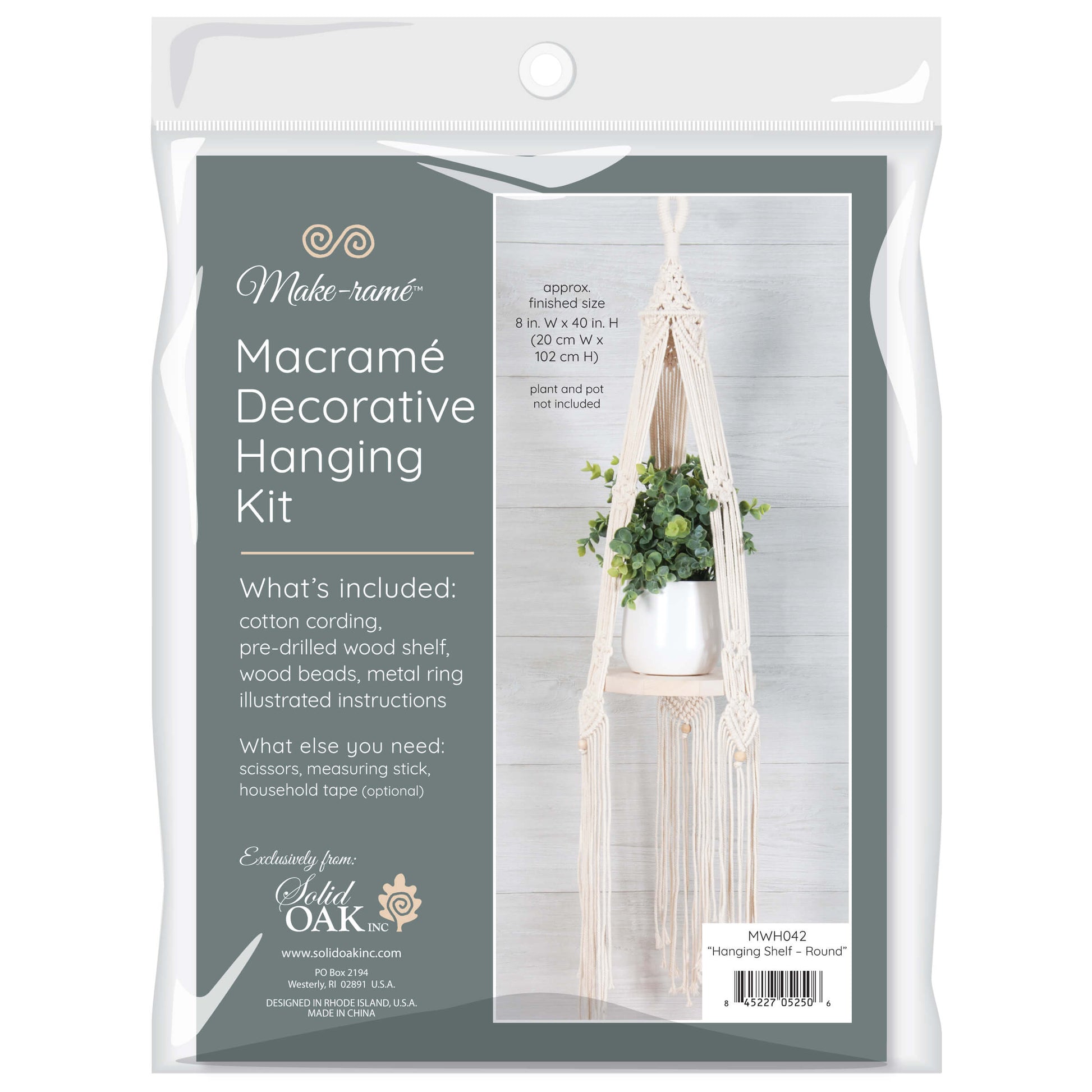 macrame shelf plant hanger Solid Oak: Macramé Hanging Shelf Kit