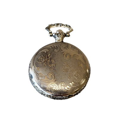 Watch Case Pendant with Black Glass - Silver