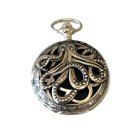 Watch Case Pendant with Black Glass - Octopus