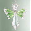Crystal Birthstone angel for August: DIY kit featuring light green, peridot-color crystal wings. Suncatcher, ornament, or gift.