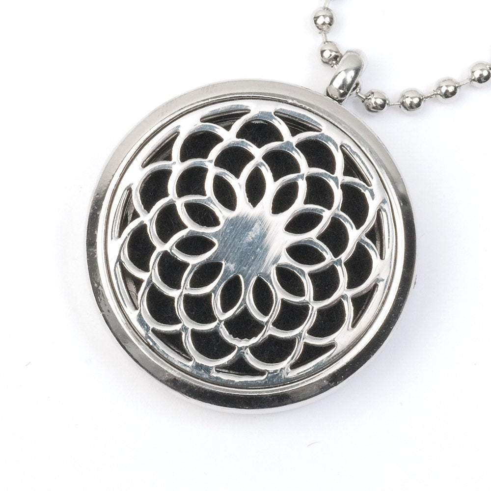 Es-Scent-ialsª Aromatherapy Locket Necklace - Round Rose Window