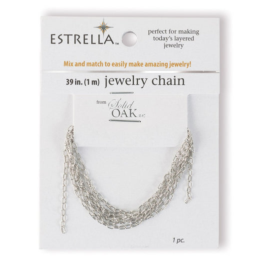 Estrellaª Jewelry Chain - small, elongated oval links, silver color
