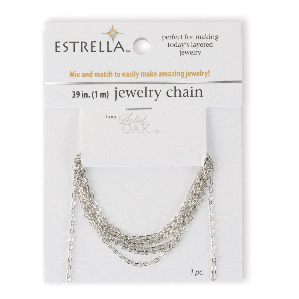 Sterella Key Chain Solid Oak: Estrellaª Jewelry Chain - Tiny, Oval Links, Silver Color