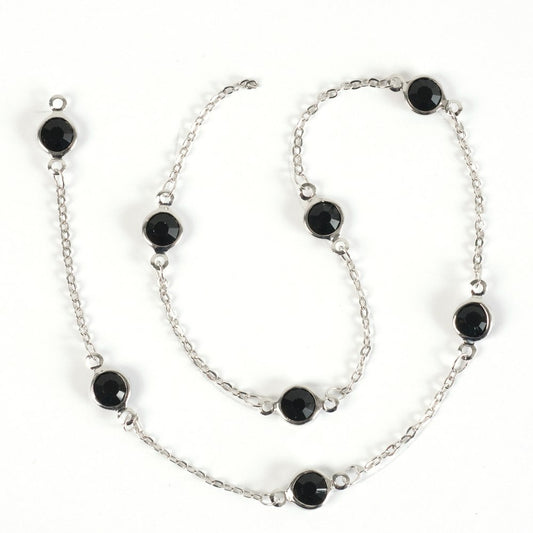 Estrellaª Linked Crystals Chain - medium, wide-spaced, black/silver