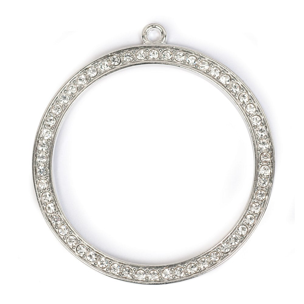 Estrellaª Premium Jewelry Pendant - large circle, crystal / silver