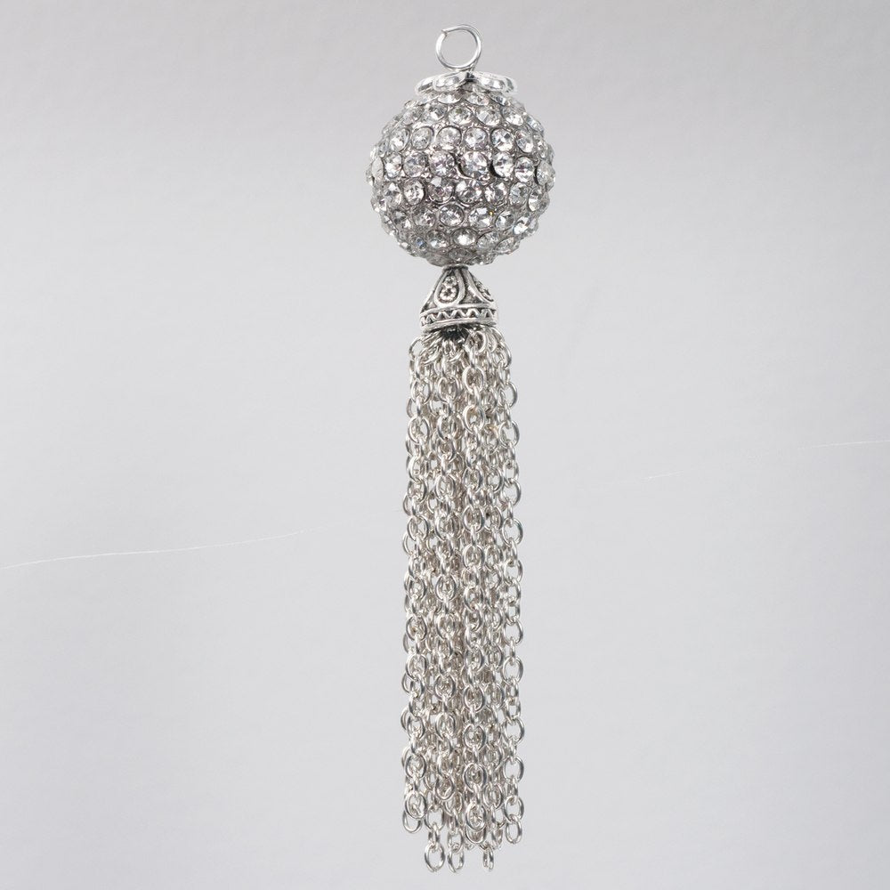 Estrellaª Premium Jewelry Pendant - ball tassel, crystal / silver