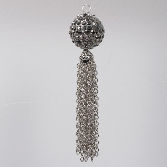 Estrellaª Premium Jewelry Pendant - ball tassel, hematite / silver