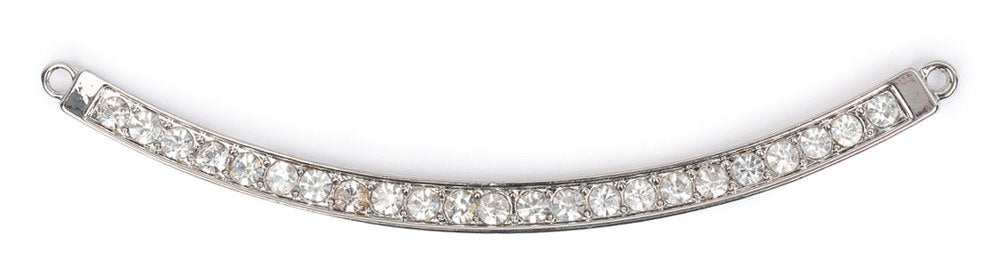 Estrellaª Premium Jewelry Pendant - long curved bar, crystal / silver