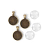 Picture Frame Pendants, Set of Three, 18mm Round - Antiqued Imitation Gold