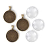 Picture Frame Pendants 25mm Round - Antiqued Imitation Gold